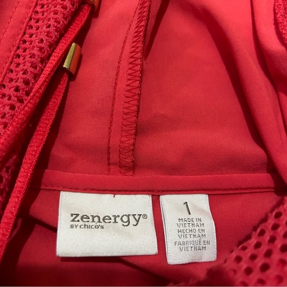 Chico’s Red Resort Mesh Lightweight Hooded Zip-Up Jacket Size Medium - Picture 6 of 10